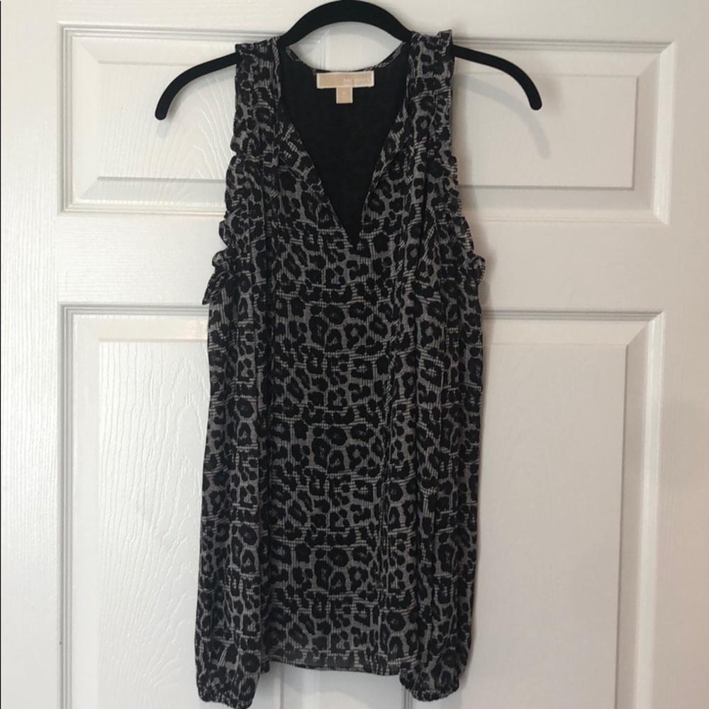 Michael Kors cold shouldered cheetah blouse